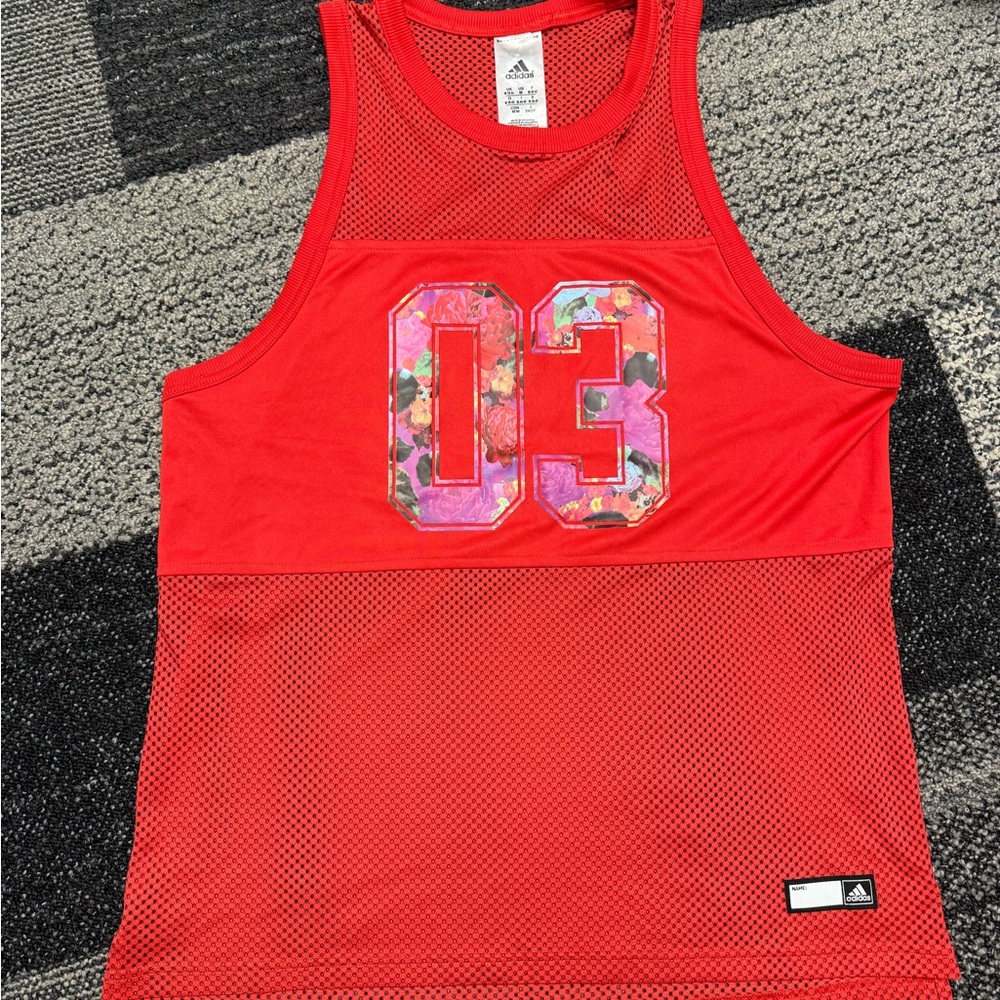 Adidas Red Mesh Jersey Tank